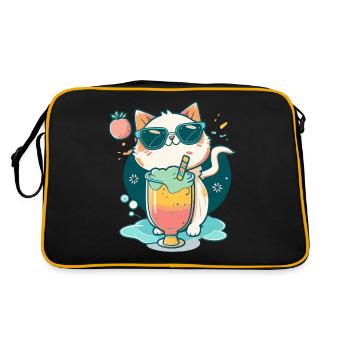 Katzenliebe im Cocktail-Style - Retro Tasche - Schwarz/Gold - Hinten