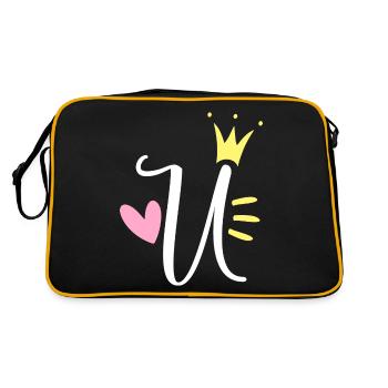 Letter U Initial Letter Crown - Retro Bag - black/gold - Back