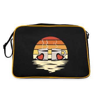 Valentinstag Retro Kaffetasse für zwei 80er 90er - Retro Tasche - Schwarz/Gold - Hinten