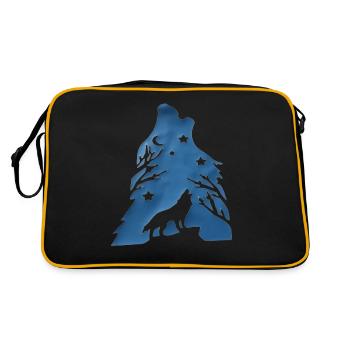 loup hurle nuit - Sac Retro - noir/or - Dos