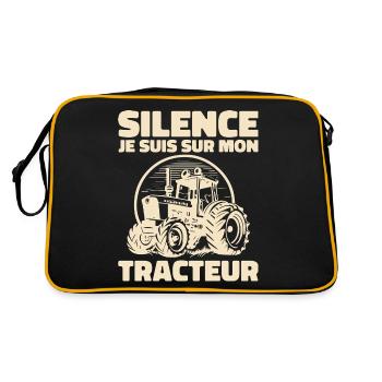 Silence Je Suis Sur Mon Tracteur - Humour Tracteur - Sac Retro - noir/or - Dos