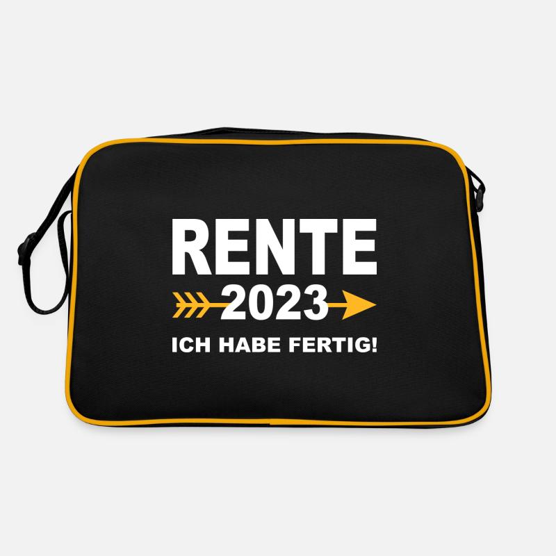 Rente 2023 Ruhestand 2023 Abschiedsfeier Rentner - Retro Tasche - Schwarz/Gold