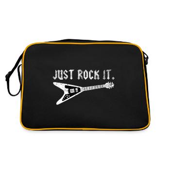Rock Gitarrist Gitarre Heavy Metal Geschenk Shirt - Retro Tasche - Schwarz/Gold - Hinten