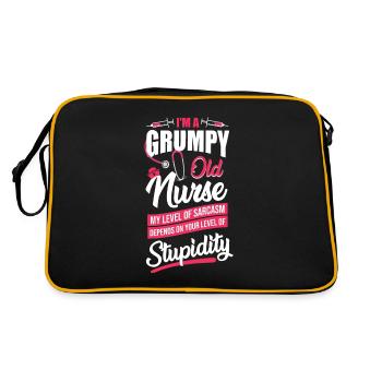 Grumpy Old Nurse - Retro Tasche - Schwarz/Gold - Hinten