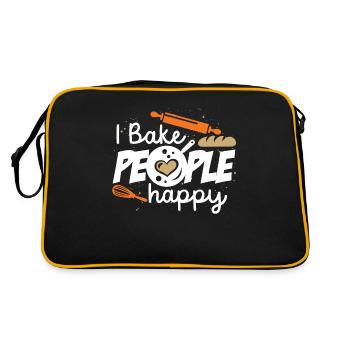 I Bake People Happy Cake Artist Baker Cupcake - Retro Tasche - Schwarz/Gold - Hinten
