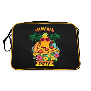 Pineapple Pizza Hawaiian Pizza Pineapple On Pizza - Retro Tasche - Schwarz/Gold - Hinten
