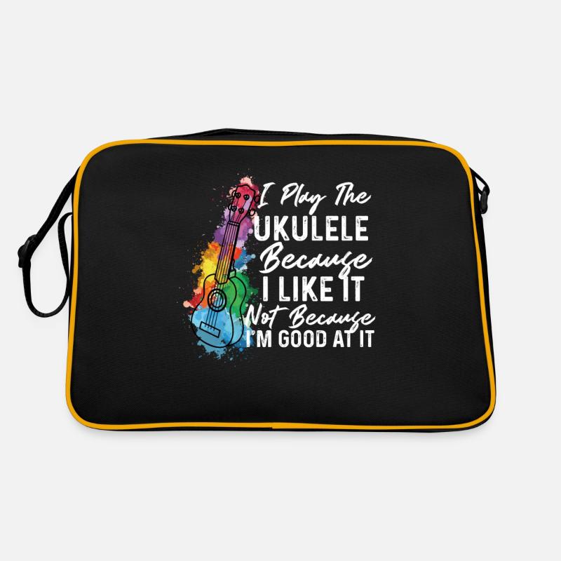 Je joue du ukulélé parce que je l'aime Ukulele Playe - Sac Retro - noir/or