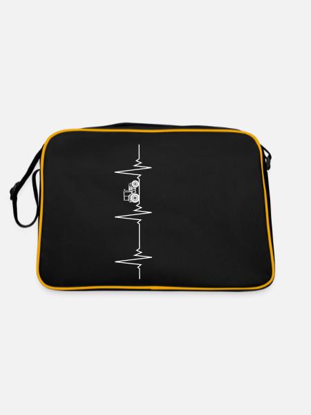 Heartbeat tractor farming - Retro Bag - black/gold - Back