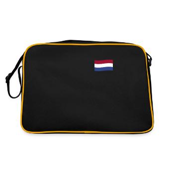 Niederlande Flagge Nederland Holland Niederländer - Retro Tasche - Schwarz/Gold - Hinten