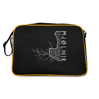 The hammer of Thor with lightning - Mjölnir - Retro Bag - black/gold - Back