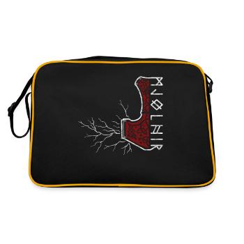 The hammer of Thor with lightning - Mjölnir - Retro Bag - black/gold - Back