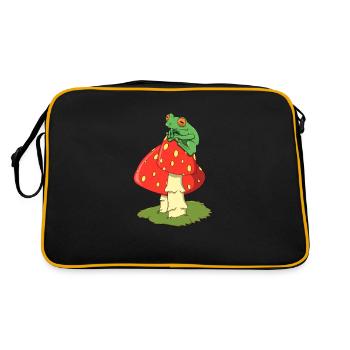 Cottagecore Aestethic - Frog on fly agaric - Retro Bag - black/gold - Back