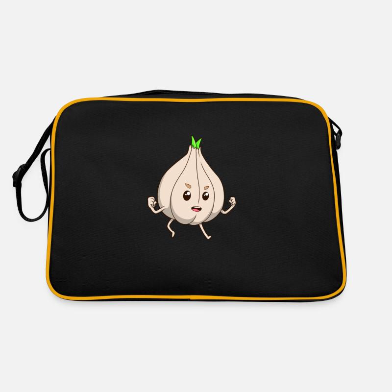 Comic Knoblauch - Retro Tasche - Schwarz/Gold