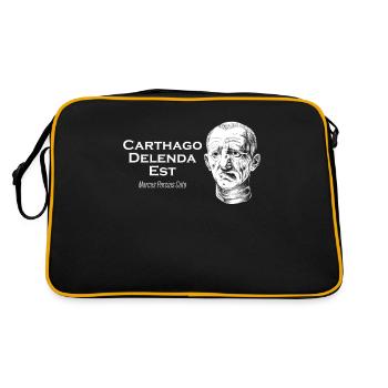 Cato der Ältere - Carthago Delenda Est - Retro Tasche - Schwarz/Gold - Hinten