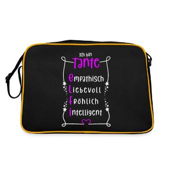 Elfi - beste Tante - Retro Tasche - Schwarz/Gold - Hinten