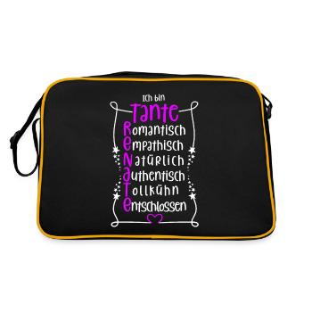 Renate - beste Tante - Retro Tasche - Schwarz/Gold - Hinten