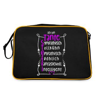 Steffi - beste Tante - Retro Tasche - Schwarz/Gold - Hinten