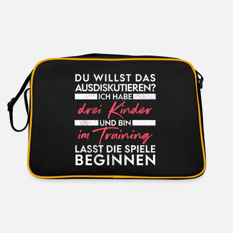 Du willst das ausdiskutieren - Vater Kinder - Retro Tasche - Schwarz/Gold