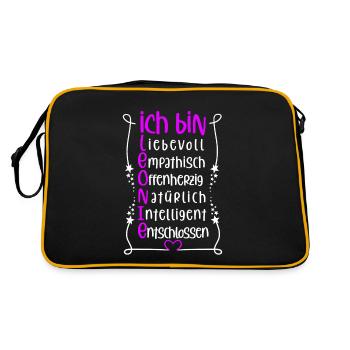 Für den besten Menschen - Ich bin Leonie - Retro Tasche - Schwarz/Gold - Hinten