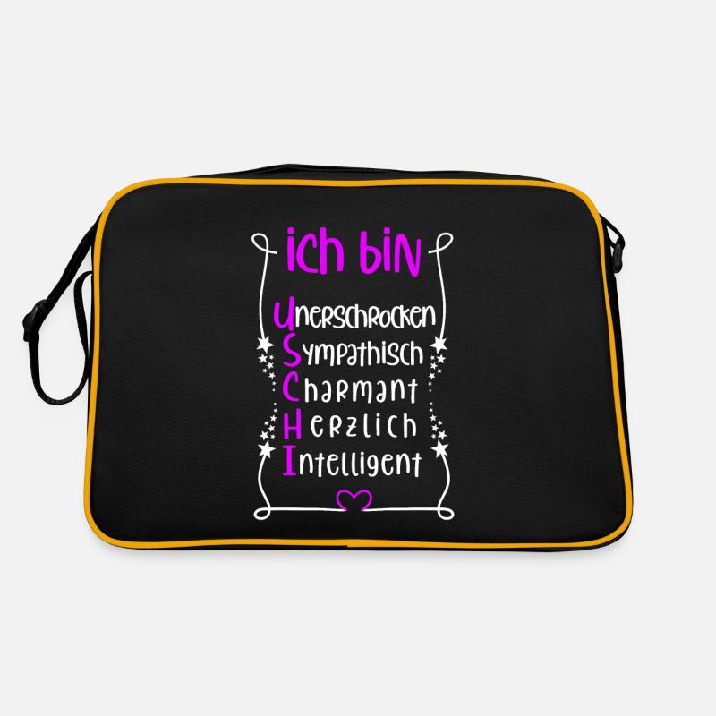 Für den besten Menschen - Ich bin Uschi - Retro Tasche - Schwarz/Gold