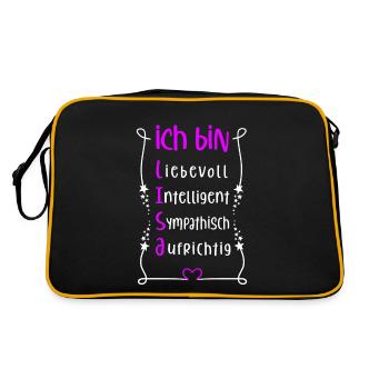 Für den besten Menschen - Ich bin Lisa - Retro Tasche - Schwarz/Gold - Hinten