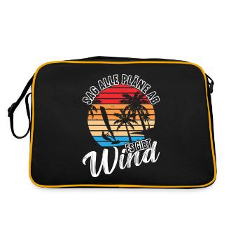 Windsurfing Kitesurfing Windsurfer - Retro Tasche - Schwarz/Gold - Hinten