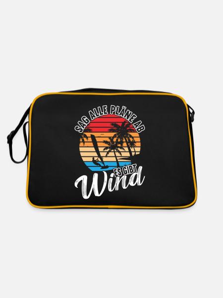 Windsurfing Kitesurfing Windsurfer - Retro Tasche - Schwarz/Gold - Hinten