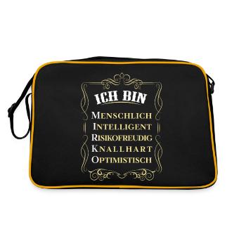 Für den besten Menschen - Ich bin Mirko - Retro Tasche - Schwarz/Gold - Hinten