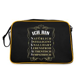Für den besten Menschen - Ich bin Niklas - Retro Tasche - Schwarz/Gold - Hinten