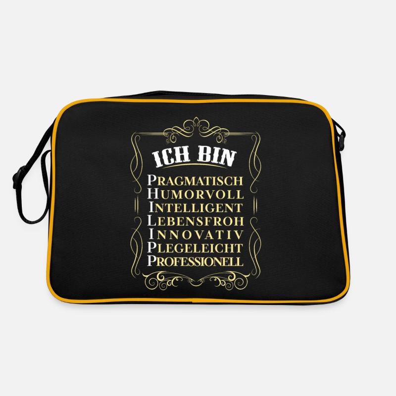 Für den besten Menschen - Ich bin Philipp - Retro Tasche - Schwarz/Gold