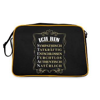 For the best person - I am Stefan - Retro Bag - black/gold - Back