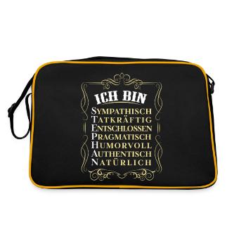 For the best person - I am Stephan - Retro Bag - black/gold - Back