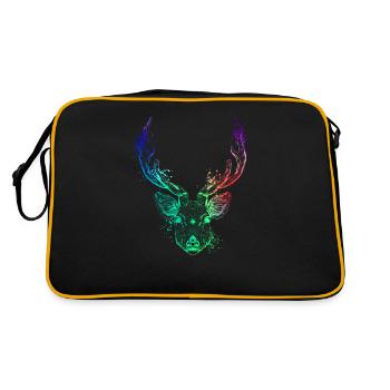 Farbenfroher Hirschkopf - Retro Tasche - Schwarz/Gold - Hinten