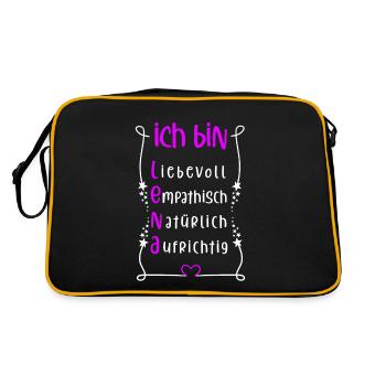 Für den besten Menschen - Ich bin Lena - Retro Tasche - Schwarz/Gold - Hinten