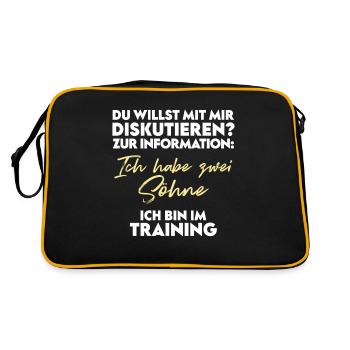 Du willst diskutieren? Vater und Söhne - Retro Tasche - Schwarz/Gold - Hinten