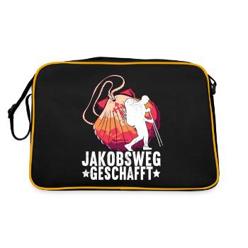 Jakobsweg Pilgern - Retro Tasche - Schwarz/Gold - Hinten