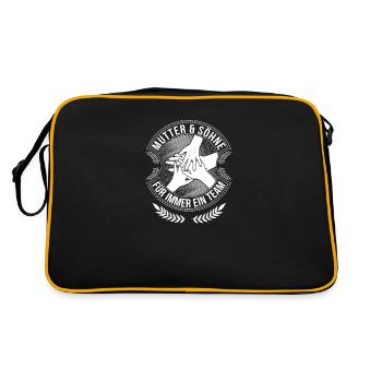 Für immer ein Team - Mutter und Söhne - Retro Tasche - Schwarz/Gold - Hinten
