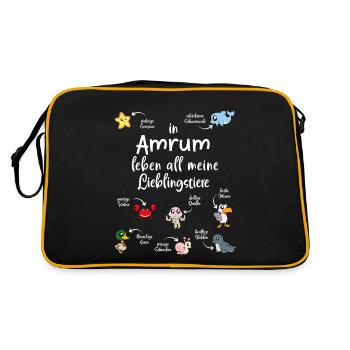 Meine Lieblingstiere in Amrum - Retro Tasche - Schwarz/Gold - Hinten