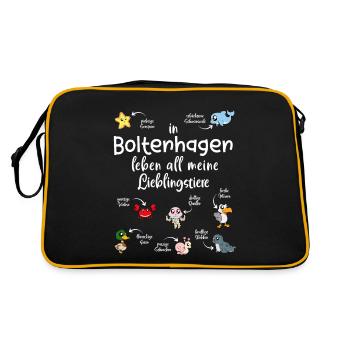 Meine Lieblingstiere in Boltenhagen - Retro Tasche - Schwarz/Gold - Hinten