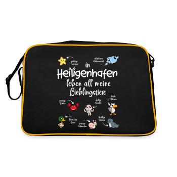 Meine Lieblingstiere in Heiligenhafen - Retro Tasche - Schwarz/Gold - Hinten