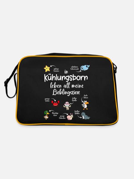 Meine Lieblingstiere in Kühlungsborn - Retro Tasche - Schwarz/Gold - Hinten