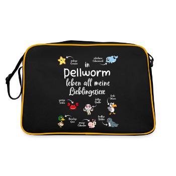 Meine Lieblingstiere in Pellworm - Retro Tasche - Schwarz/Gold - Hinten