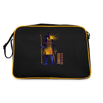 Dessin coloré du dieu égyptien Anubis - Sac Retro - noir/or - Dos