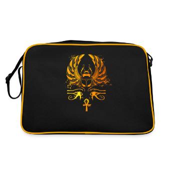 Chepre mit Glyphen - Ägyptischer Skarabäus - Retro Tasche - Schwarz/Gold - Hinten