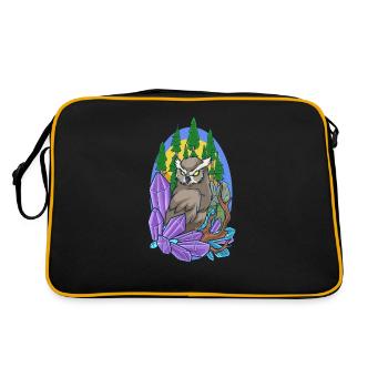 Hibou esthétique dans la forêt avec des cristaux - Sac Retro - noir/or - Dos