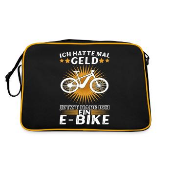 E Bike E MTB Elektrofrahrad - Retro Tasche - Schwarz/Gold - Hinten