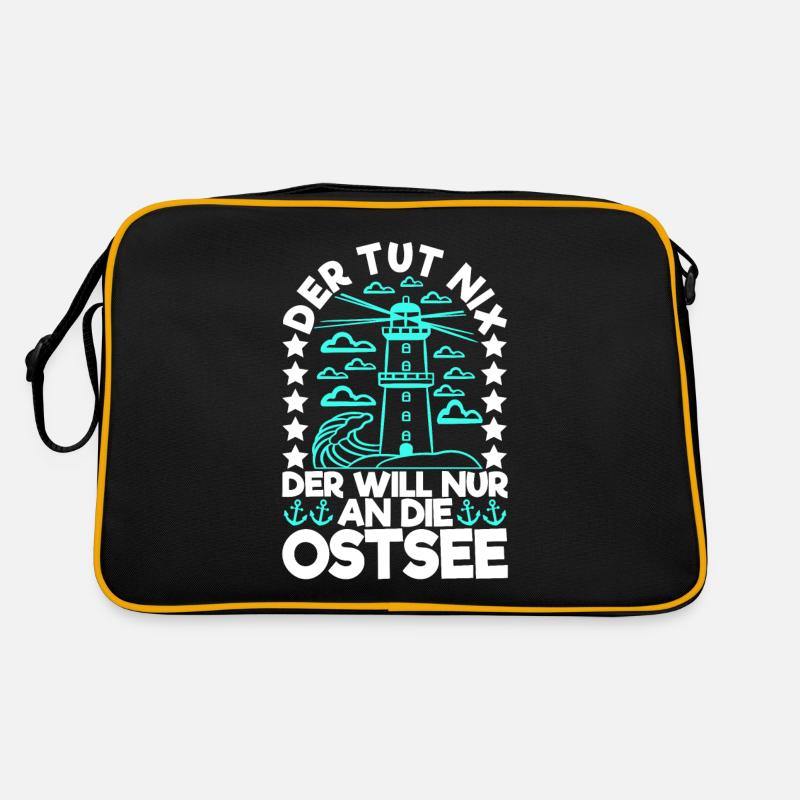Ostsee Norddeutsch - Retro Tasche - Schwarz/Gold