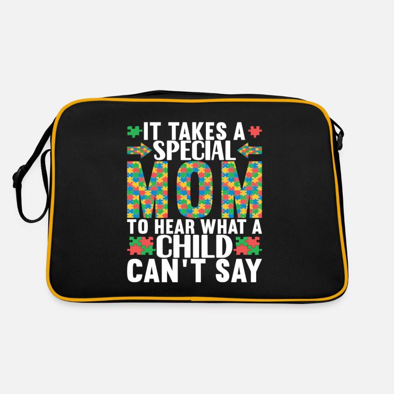 Autist Autismus Mutter Autistisch - Retro Tasche - Schwarz/Gold