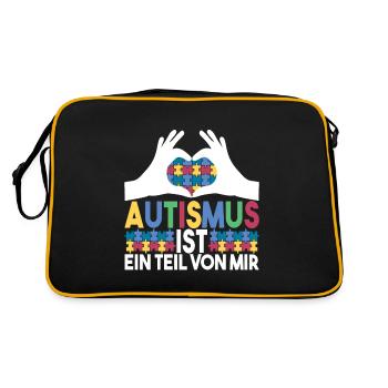 Autist Autismus Autistisch - Retro Tasche - Schwarz/Gold - Hinten