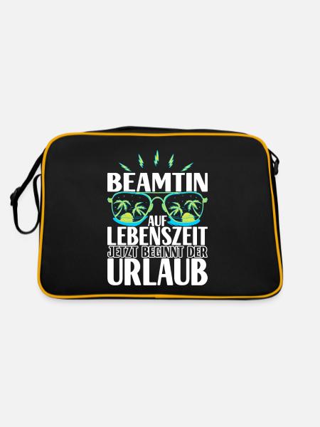 Beamter Beamtin Verbeamtung - Retro Tasche - Schwarz/Gold - Hinten